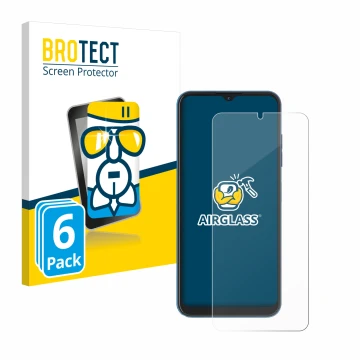 Vorderseite einer Produktverpackung mit dem Markenlogo BROTECT. Daneben ist das Gerät Hotwav Note 13 mit dem zugehörigen Displ