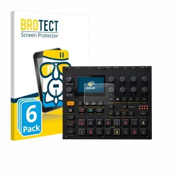 Vorderseite einer Produktverpackung mit dem Markenlogo BROTECT. Daneben ist das Gerät Elektron Digitakt II mit dem zugehörigen
