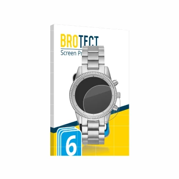 Vorderseite einer Produktverpackung mit dem Markenlogo BROTECT. Daneben ist das Gerät Michael Kors Ritz MK6428 mit dem zugehör