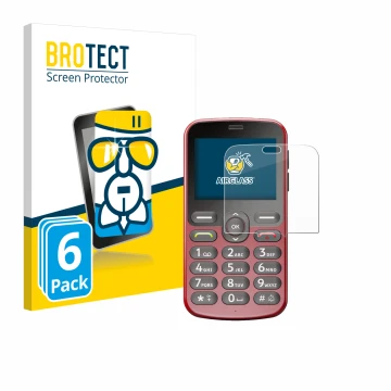 Vorderseite einer Produktverpackung mit dem Markenlogo BROTECT. Daneben ist das Gerät Doro 1880 mit dem zugehörigen Displaysch