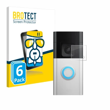 Vorderseite einer Produktverpackung mit dem Markenlogo BROTECT. Daneben ist das Gerät Ring Battery Video Doorbell Pro mit dem 