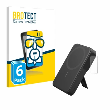 Vorderseite einer Produktverpackung mit dem Markenlogo BROTECT. Daneben ist das Gerät Anker MagGo mit dem zugehörigen Displays