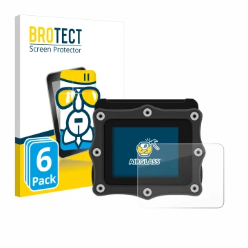 Vorderseite einer Produktverpackung mit dem Markenlogo BROTECT. Daneben ist das Gerät Shearwater Perdix dive computer mit dem 