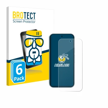 Vorderseite einer Produktverpackung mit dem Markenlogo BROTECT. Daneben ist das Gerät Google Pixel 9 mit dem zugehörigen Displ