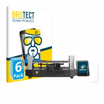 Vorderseite einer Produktverpackung mit dem Markenlogo BROTECT. Daneben ist das Gerät Anycubic Kobra 3 mit dem zugehörigen Dis