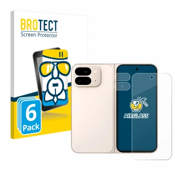 Vorderseite einer Produktverpackung mit dem Markenlogo BROTECT. Daneben ist das Gerät Google Pixel 9 Pro Fold (Display+Kamera)