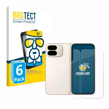 Vorderseite einer Produktverpackung mit dem Markenlogo BROTECT. Daneben ist das Gerät Google Pixel 9 Pro Fold (Display+Rücksei