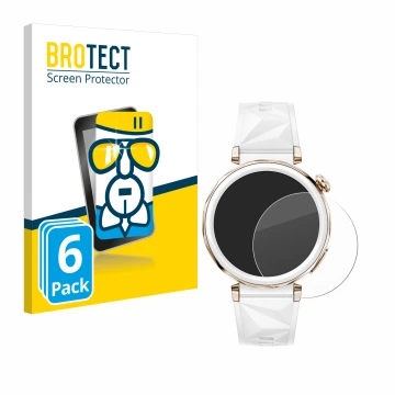 Vorderseite einer Produktverpackung mit dem Markenlogo BROTECT. Daneben ist das Gerät Huawei Watch GT 5 Pro (42 mm) mit dem zu