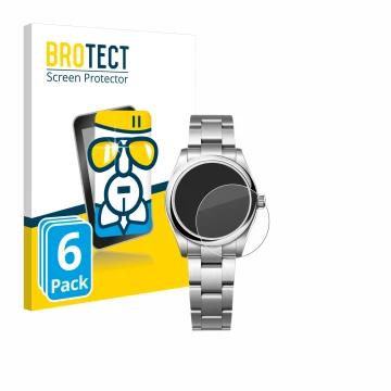 Vorderseite einer Produktverpackung mit dem Markenlogo BROTECT. Daneben ist das Gerät Rolex Oyster Perpetual 31 mit dem zugehö