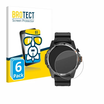 Vorderseite einer Produktverpackung mit dem Markenlogo BROTECT. Daneben ist das Gerät Mobvoi Ticwatch Atlas mit dem zugehörige