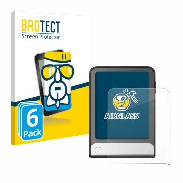 Vorderseite einer Produktverpackung mit dem Markenlogo BROTECT. Daneben ist das Gerät Ledger Flex mit dem zugehörigen Displays