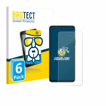 Vorderseite einer Produktverpackung mit dem Markenlogo BROTECT. Daneben ist das Gerät ZTE Blade A75 4G mit dem zugehörigen Dis