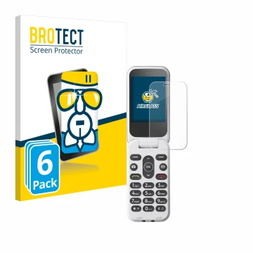 Vorderseite einer Produktverpackung mit dem Markenlogo BROTECT. Daneben ist das Gerät Doro 2820 mit dem zugehörigen Displaysch