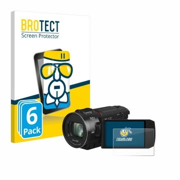 Vorderseite einer Produktverpackung mit dem Markenlogo BROTECT. Daneben ist das Gerät Panasonic HC-VX3 mit dem zugehörigen Dis