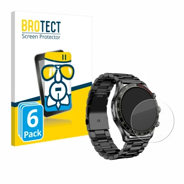 Vorderseite einer Produktverpackung mit dem Markenlogo BROTECT. Daneben ist das Gerät Maoo Titan Smartwatch 1.43