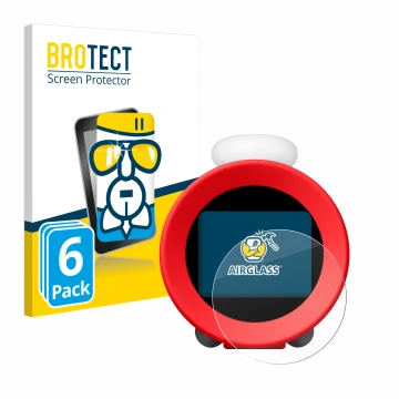 Vorderseite einer Produktverpackung mit dem Markenlogo BROTECT. Daneben ist das Gerät Nintendo Sound Clock Alarmo mit dem zuge