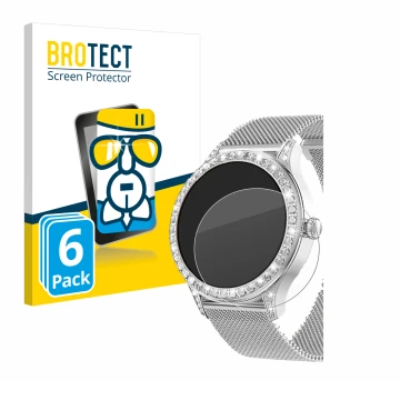 Vorderseite einer Produktverpackung mit dem Markenlogo BROTECT. Daneben ist das Gerät Powerwill Smartwatch 1.27