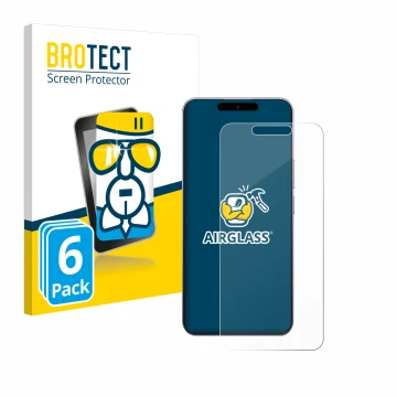 Vorderseite einer Produktverpackung mit dem Markenlogo BROTECT. Daneben ist das Gerät Oukitel P1 mit dem zugehörigen Displaysc