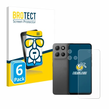 Vorderseite einer Produktverpackung mit dem Markenlogo BROTECT. Daneben ist das Gerät Motorola Moto G15 (Display+Kamera) mit d