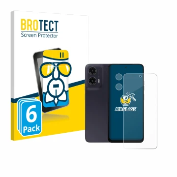 Vorderseite einer Produktverpackung mit dem Markenlogo BROTECT. Daneben ist das Gerät Motorola Moto G35 (Display+Kamera) mit d