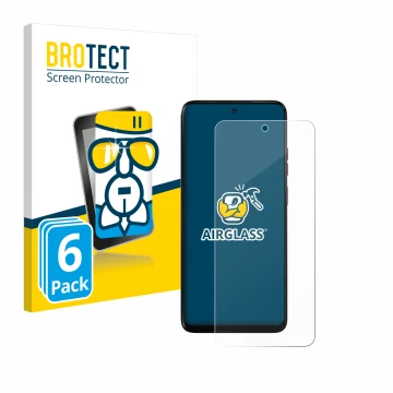 Vorderseite einer Produktverpackung mit dem Markenlogo BROTECT. Daneben ist das Gerät Motorola Moto G05 mit dem zugehörigen Di
