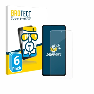 Vorderseite einer Produktverpackung mit dem Markenlogo BROTECT. Daneben ist das Gerät Xiaomi Redmi Note 14 4G mit dem zugehöri