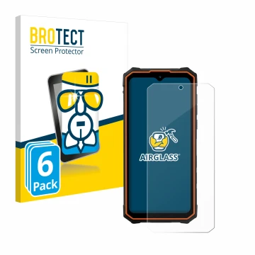 Vorderseite einer Produktverpackung mit dem Markenlogo BROTECT. Daneben ist das Gerät Hotwav Cyber 13 mit dem zugehörigen Disp