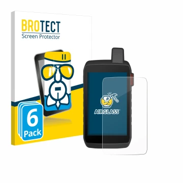 Vorderseite einer Produktverpackung mit dem Markenlogo BROTECT. Daneben ist das Gerät Garmin Montana 760i mit dem zugehörigen 