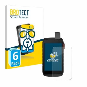 Vorderseite einer Produktverpackung mit dem Markenlogo BROTECT. Daneben ist das Gerät Garmin Montana 710i mit dem zugehörigen 