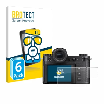 Vorderseite einer Produktverpackung mit dem Markenlogo BROTECT. Daneben ist das Gerät Leica SL3-S (Display + Schulterdisplay) 