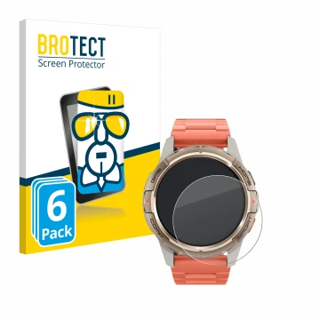 Vorderseite einer Produktverpackung mit dem Markenlogo BROTECT. Daneben ist das Gerät Xiaomi Mibro GS Active mit dem zugehörig