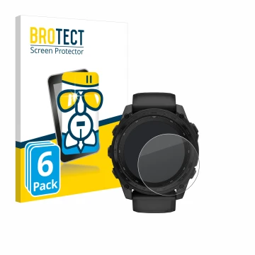 Vorderseite einer Produktverpackung mit dem Markenlogo BROTECT. Daneben ist das Gerät Garmin Tactix 8 Solar (51 mm) mit dem zu