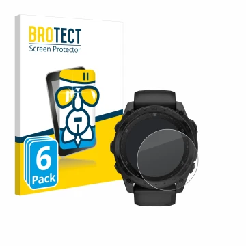 Vorderseite einer Produktverpackung mit dem Markenlogo BROTECT. Daneben ist das Gerät Garmin Tactix 8 AMOLED (51 mm) mit dem z
