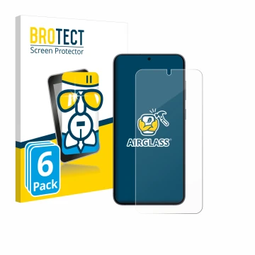Vorderseite einer Produktverpackung mit dem Markenlogo BROTECT. Daneben ist das Gerät Samsung Galaxy S25 Plus Enterprise Editi