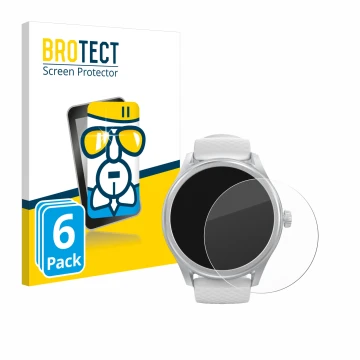 Vorderseite einer Produktverpackung mit dem Markenlogo BROTECT. Daneben ist das Gerät Hama Smartwatch 5010 mit dem zugehörigen