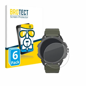 Vorderseite einer Produktverpackung mit dem Markenlogo BROTECT. Daneben ist das Gerät Hammer Watch 2 Military Edition mit dem 