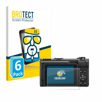 Vorderseite einer Produktverpackung mit dem Markenlogo BROTECT. Daneben ist das Gerät Canon PowerShot V1 mit dem zugehörigen D