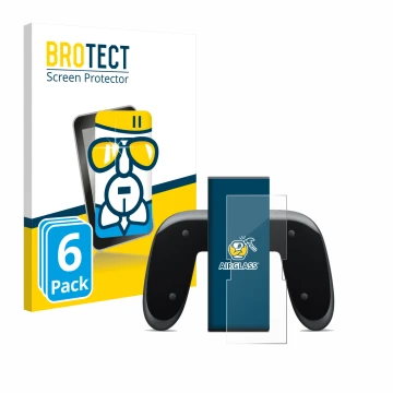 Vorderseite einer Produktverpackung mit dem Markenlogo BROTECT. Daneben ist das Gerät Nintendo Switch 2 Joy-Con 2-Holder mit d