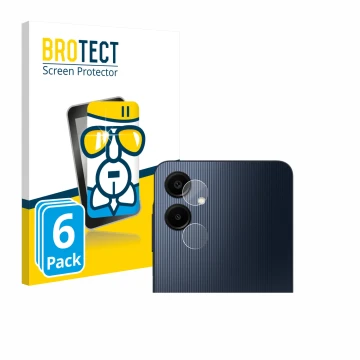 Vorderseite einer Produktverpackung mit dem Markenlogo BROTECT. Daneben ist das Gerät Samsung Galaxy A06 5G (NUR Kameraschutz)