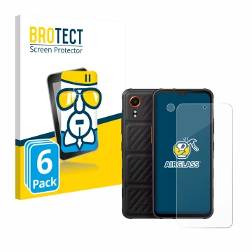Vorderseite einer Produktverpackung mit dem Markenlogo BROTECT. Daneben ist das Gerät Samsung Galaxy XCover 7 Enterprise Editi