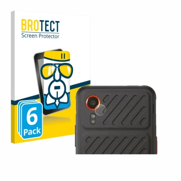 Vorderseite einer Produktverpackung mit dem Markenlogo BROTECT. Daneben ist das Gerät Samsung Galaxy XCover 7 Enterprise Editi