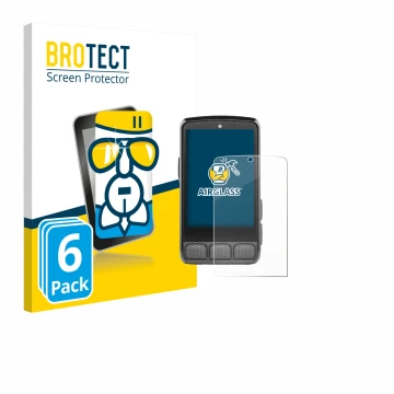 Vorderseite einer Produktverpackung mit dem Markenlogo BROTECT. Daneben ist das Gerät Wahoo Elemnt Roam V3 mit dem zugehörigen