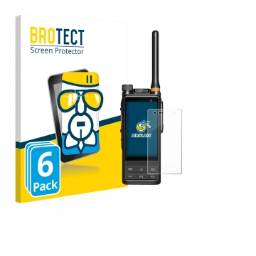 Vorderseite einer Produktverpackung mit dem Markenlogo BROTECT. Daneben ist das Gerät Hytera PDC680 mit dem zugehörigen Displa