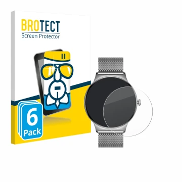 Vorderseite einer Produktverpackung mit dem Markenlogo BROTECT. Daneben ist das Gerät Pireware Slim Smartwatch mit dem zugehör