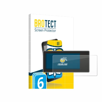 Vorderseite einer Produktverpackung mit dem Markenlogo BROTECT. Daneben ist das Gerät Acta Berg Radio mit dem zugehörigen Disp