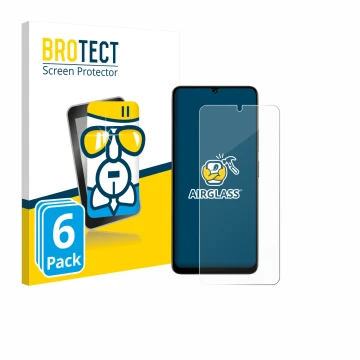 Vorderseite einer Produktverpackung mit dem Markenlogo BROTECT. Daneben ist das Gerät Doogee Note 59 Pro mit dem zugehörigen D