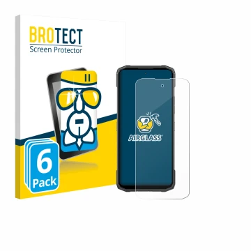 Vorderseite einer Produktverpackung mit dem Markenlogo BROTECT. Daneben ist das Gerät Doogee Blade 20 Turbo mit dem zugehörige