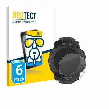 Vorderseite einer Produktverpackung mit dem Markenlogo BROTECT. Daneben ist das Gerät Garmin Instinct 3 Tactical AMOLED Editio