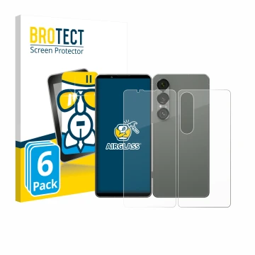 Vorderseite einer Produktverpackung mit dem Markenlogo BROTECT. Daneben ist das Gerät Sony Xperia 1 VII (Display+Rückseite) mi
