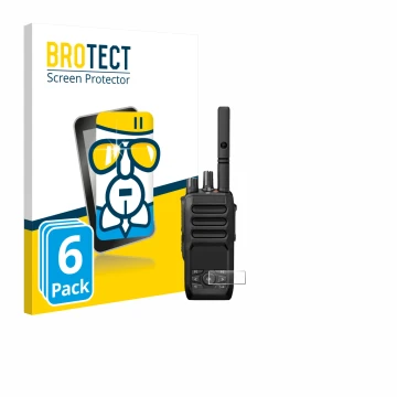 Vorderseite einer Produktverpackung mit dem Markenlogo BROTECT. Daneben ist das Gerät Motorola MOTOTRBO R5 mit dem zugehörigen